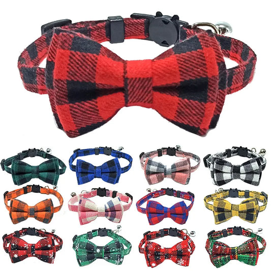 Adorable Cat Collar with Bow Tie and Bell - Adjustable Elastic Design for Cats